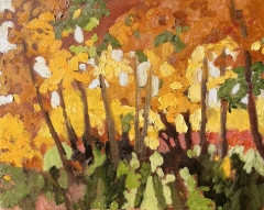 Autumn Sunlit trees 11x14